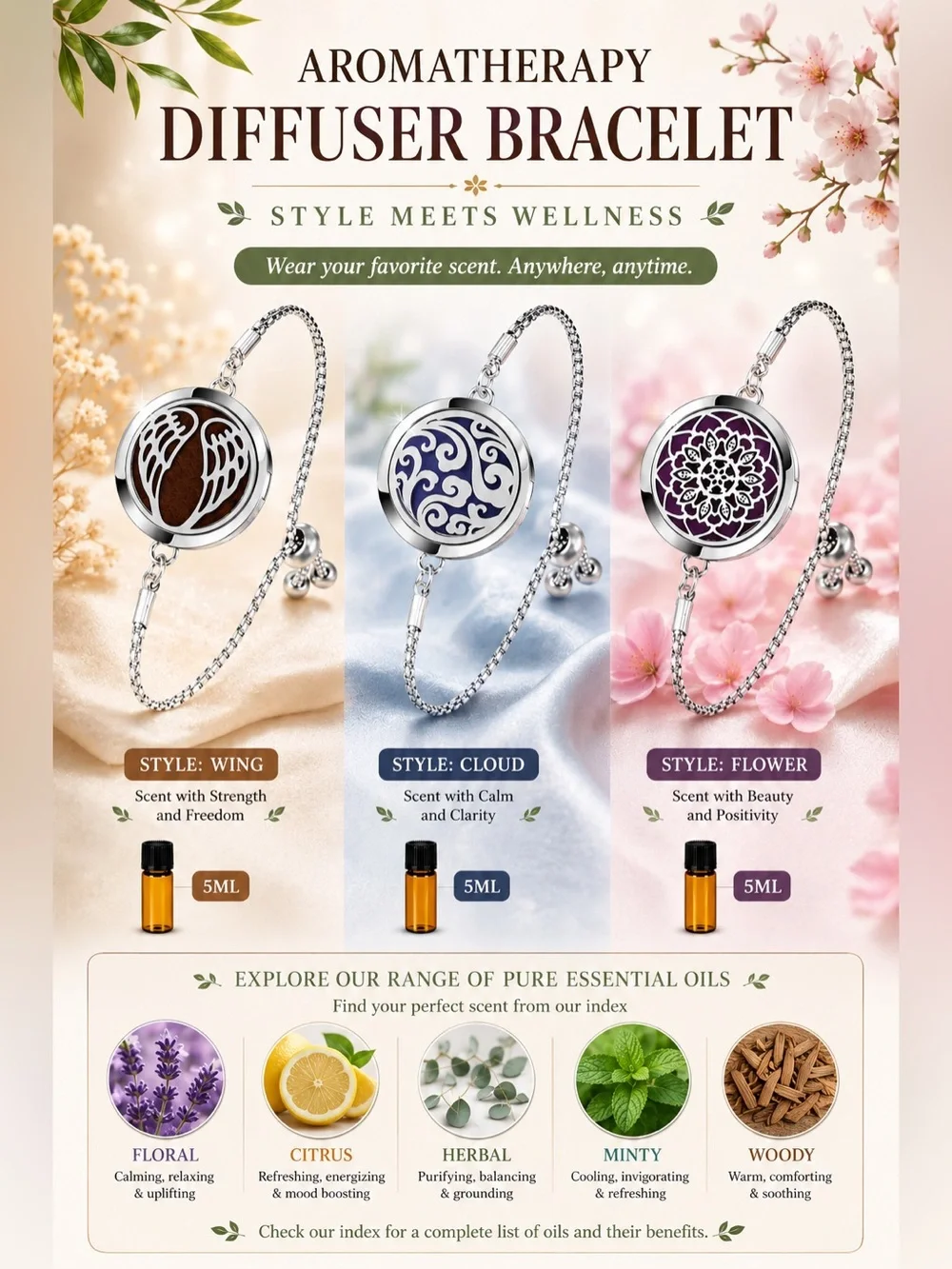 Personalized Aromatherapy Bracelet Gift Set - Picture 1 of 6